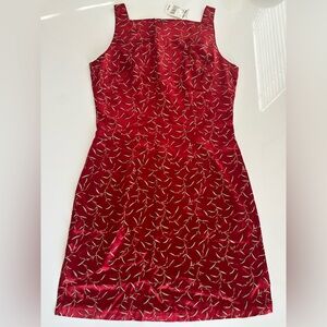 NWT vintage Tart Red Patterned 90s satin silky Mini Dress